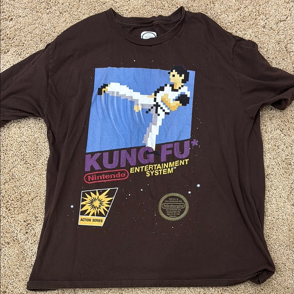 Nintendo Brown Kung-Fu Pixel Art Tee